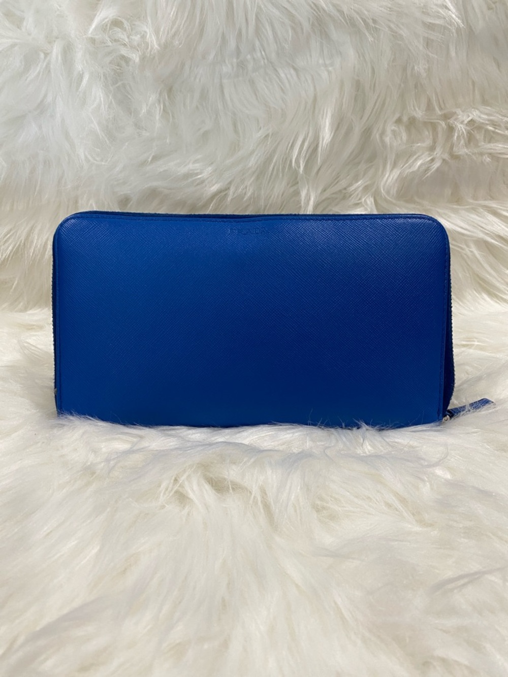 Prada Bright Blue Zip-Around Wallet
